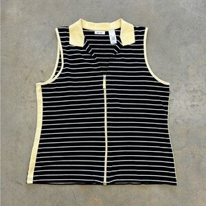 Full Zip Striped Sweater Vest